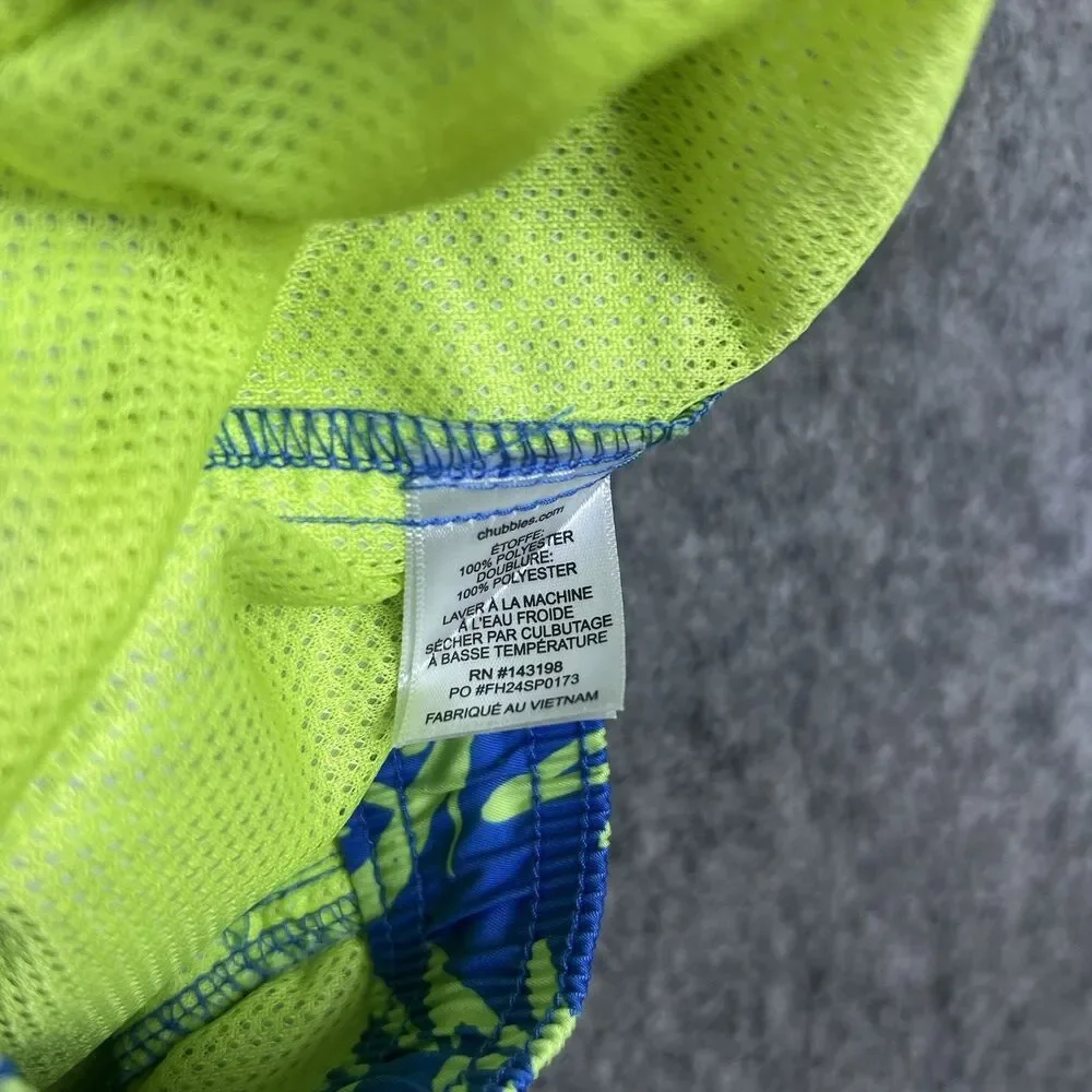 Chubbies Men's Swim Trunks Blue Pineapple Print Mesh Lined Quick Dry Size Medium